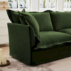 120   U-Shaped Chenille Sectional Sofa with 3-Seater and French Edge Pillows & Cloud Cushions