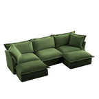 120   U-Shaped Chenille Sectional Sofa with 3-Seater and French Edge Pillows & Cloud Cushions