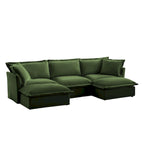 120   U-Shaped Chenille Sectional Sofa with 3-Seater and French Edge Pillows & Cloud Cushions