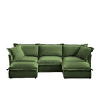 120   U-Shaped Chenille Sectional Sofa with 3-Seater and French Edge Pillows & Cloud Cushions