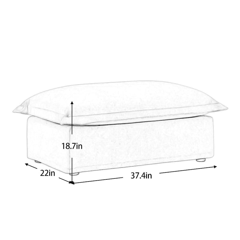 120   U-Shaped Chenille Sectional Sofa with 3-Seater and French Edge Pillows & Cloud Cushions