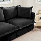 120   U-Shaped Chenille Sectional Sofa with 3-Seater and French Edge Pillows & Cloud Cushions