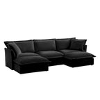 120   U-Shaped Chenille Sectional Sofa with 3-Seater and French Edge Pillows & Cloud Cushions