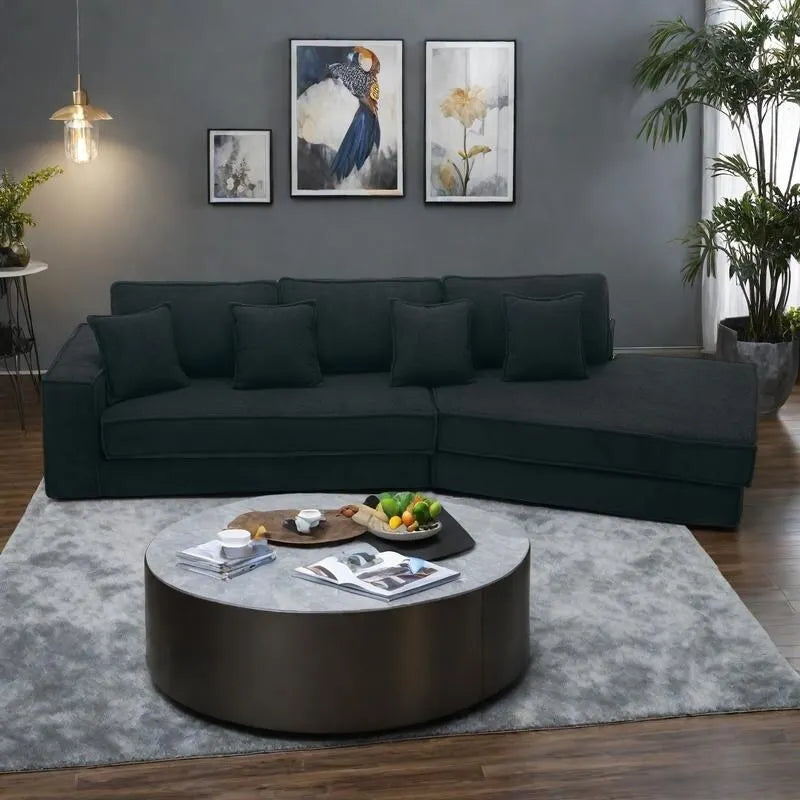 133   Lamb Velvet Convertible Sleeper Sofa with 7 Pillows (3 Back + 4 Throw), Foldable Gaming Bed Design