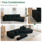 133   Lamb Velvet Convertible Sleeper Sofa with 7 Pillows (3 Back + 4 Throw), Foldable Gaming Bed Design