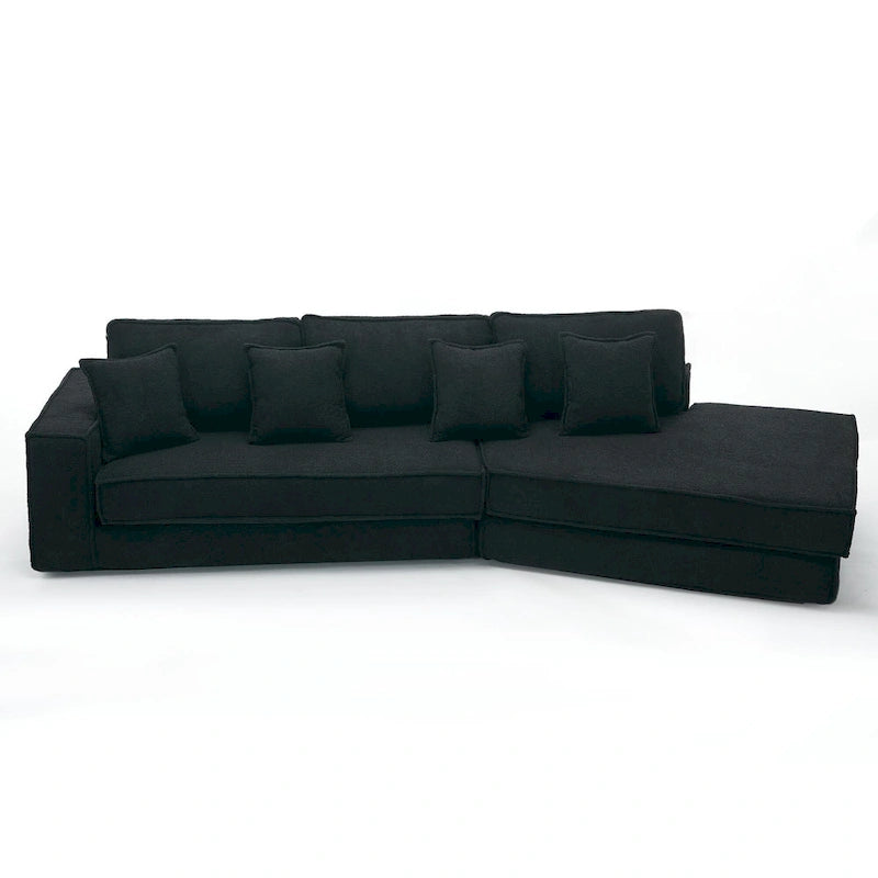 133   Lamb Velvet Convertible Sleeper Sofa with 7 Pillows (3 Back + 4 Throw), Foldable Gaming Bed Design