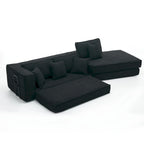 133   Lamb Velvet Convertible Sleeper Sofa with 7 Pillows (3 Back + 4 Throw), Foldable Gaming Bed Design