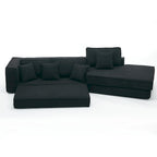 133   Lamb Velvet Convertible Sleeper Sofa with 7 Pillows (3 Back + 4 Throw), Foldable Gaming Bed Design