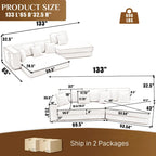 133   Lamb Velvet Convertible Sleeper Sofa with 7 Pillows (3 Back + 4 Throw), Foldable Gaming Bed Design