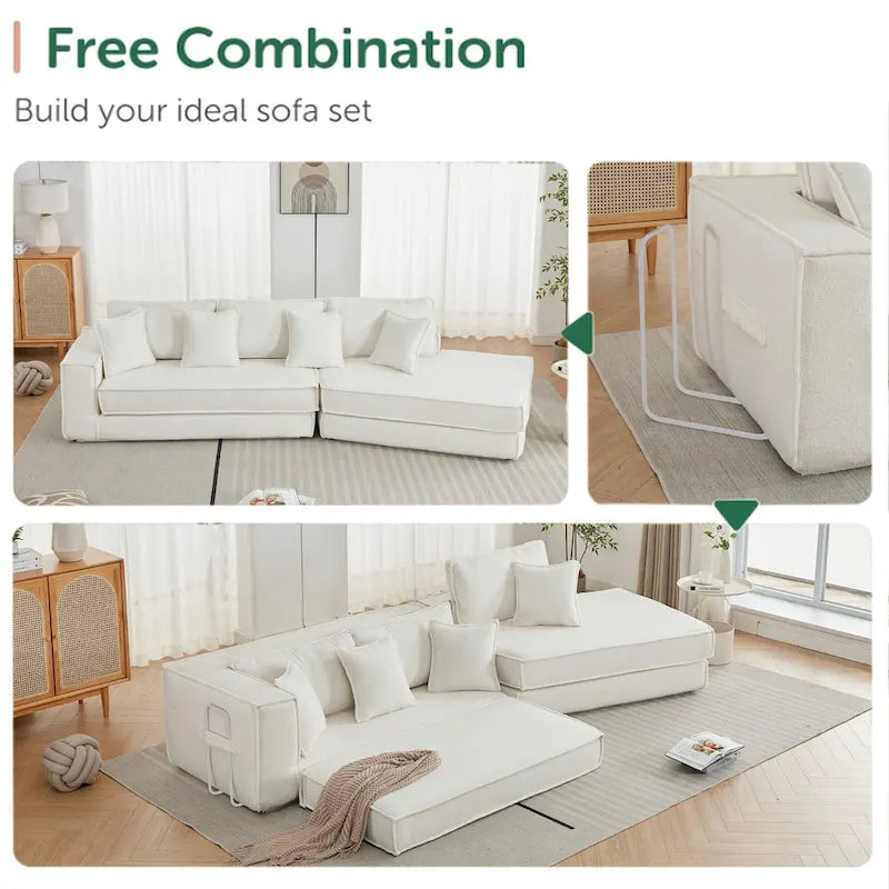 133   Lamb Velvet Convertible Sleeper Sofa with 7 Pillows (3 Back + 4 Throw), Foldable Gaming Bed Design