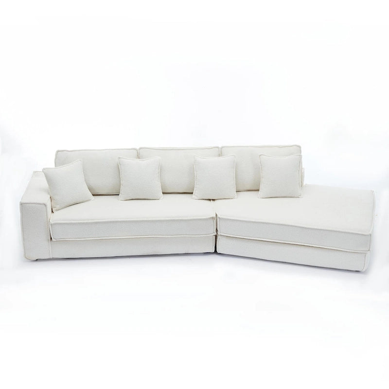 133   Lamb Velvet Convertible Sleeper Sofa with 7 Pillows (3 Back + 4 Throw), Foldable Gaming Bed Design