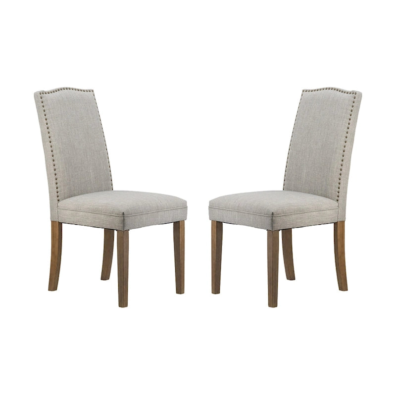 Arched Back With Nail Head Wooden Dining Chairs 39.5   Gray Brown 2Ct
