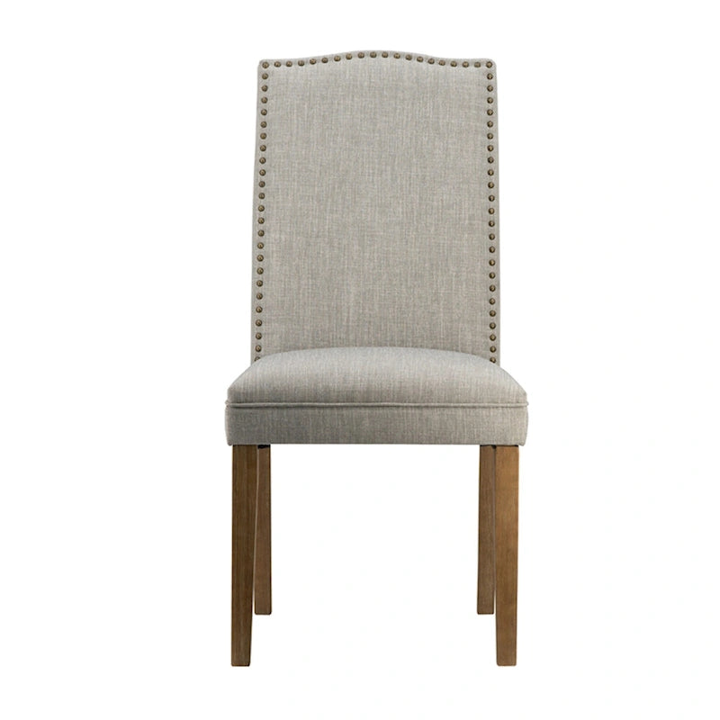 Arched Back With Nail Head Wooden Dining Chairs 39.5   Gray Brown 2Ct