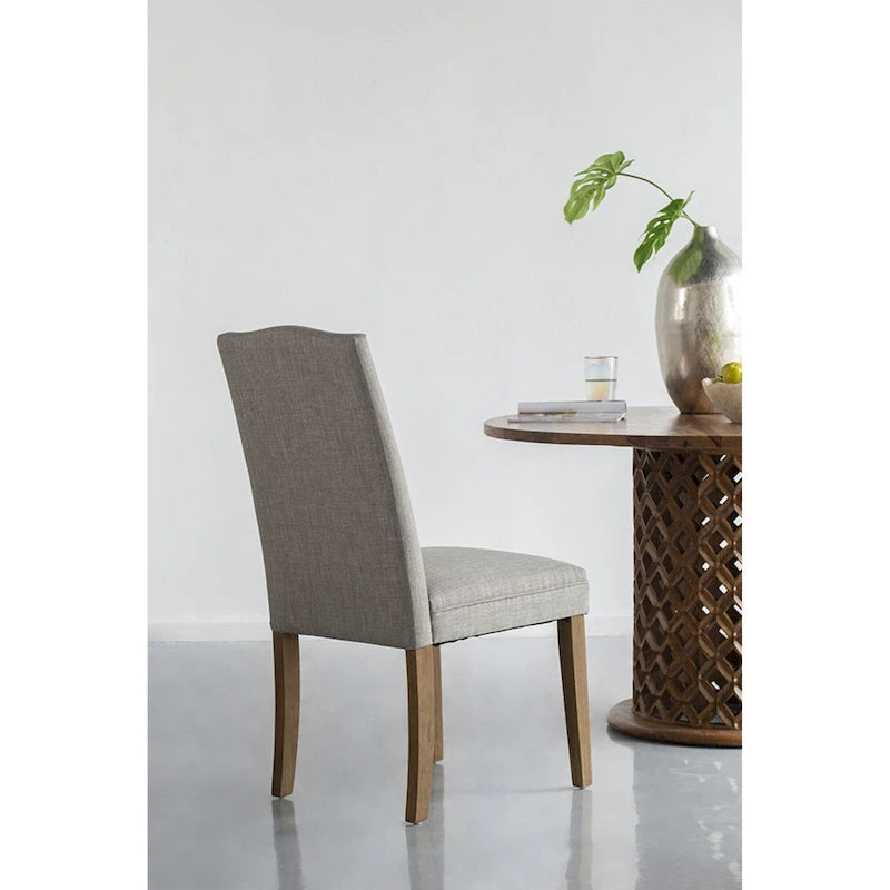 Arched Back With Nail Head Wooden Dining Chairs 39.5   Gray Brown 2Ct