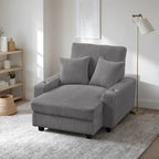 44in Wide Upholstered Chaise Lounge Chair with Adjustable Backrest