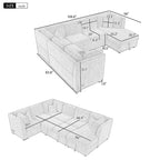 108.6   Chenille U-Shaped Sectional Sofa Bed with USB Ports, Storage Chaise, and 3 Back Pillows