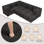 108.6   Chenille U-Shaped Sectional Sofa Bed with USB Ports, Storage Chaise, and 3 Back Pillows