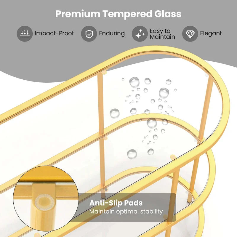 Costway 3-Tier TV Stand for TVs up to 65   with Tempered Glass Shelves - See Details