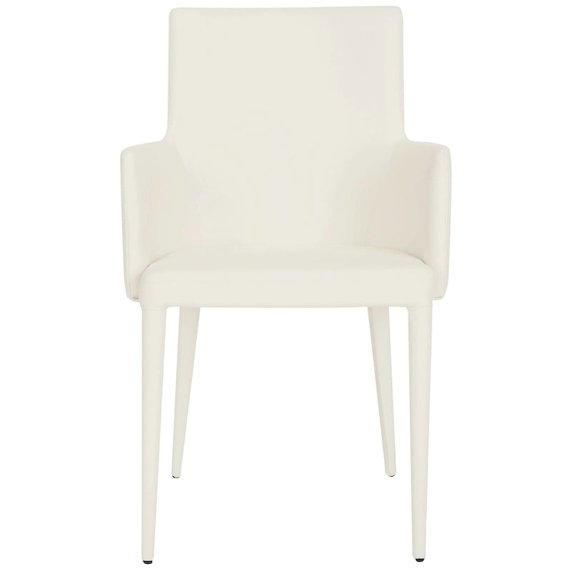SAFAVIEH Elois Mid-Century Dining Modern White Arm Chair - 23.6   W x 21.6   L x 35.5   H - 24  Wx22  Dx36  H