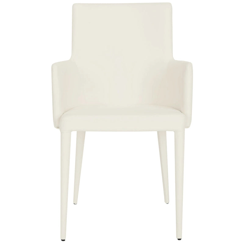 SAFAVIEH Elois Mid-Century Dining Modern White Arm Chair - 23.6   W x 21.6   L x 35.5   H - 24  Wx22  Dx36  H