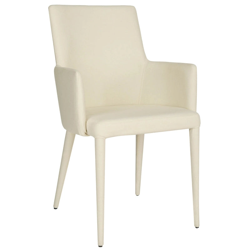 SAFAVIEH Elois Mid-Century Dining Modern White Arm Chair - 23.6   W x 21.6   L x 35.5   H - 24  Wx22  Dx36  H