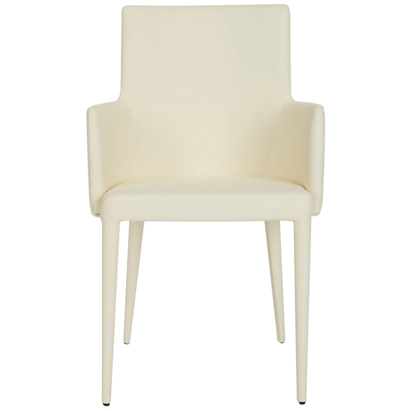SAFAVIEH Elois Mid-Century Dining Modern White Arm Chair - 23.6   W x 21.6   L x 35.5   H - 24  Wx22  Dx36  H