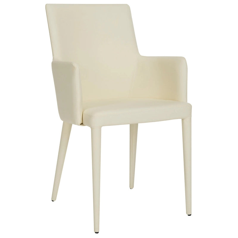 SAFAVIEH Elois Mid-Century Dining Modern White Arm Chair - 23.6   W x 21.6   L x 35.5   H - 24  Wx22  Dx36  H