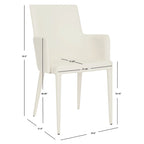 SAFAVIEH Elois Mid-Century Dining Modern White Arm Chair - 23.6   W x 21.6   L x 35.5   H - 24  Wx22  Dx36  H