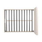 Amare Platform Queen Size Bed, Ivory White Polyester, Button Tufting