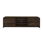 Maria TV Stand Media Cabinet, 2 Drawer and Shelves, Brown Wood 71 Inch