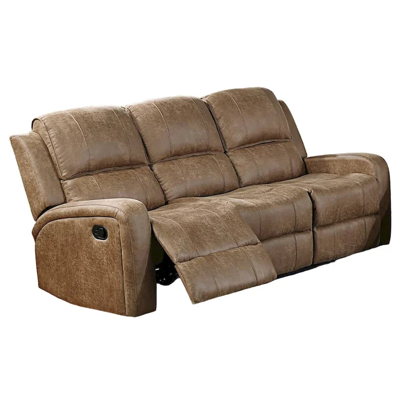 Charles Manual Recliner Sofa, Chestnut Brown Faux Leather, 78 Inch