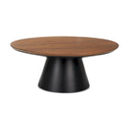 HomeRoots 40   Brown and Black Solid Wood and Iron Round Pedestal Coffee Table - 40' X '16.5' X '40