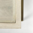 HomeRoots 44   Off White Clear And Gold Solid Wood Glass And Iron Storage Coffee Table - 43.5' X '15' X '43.5