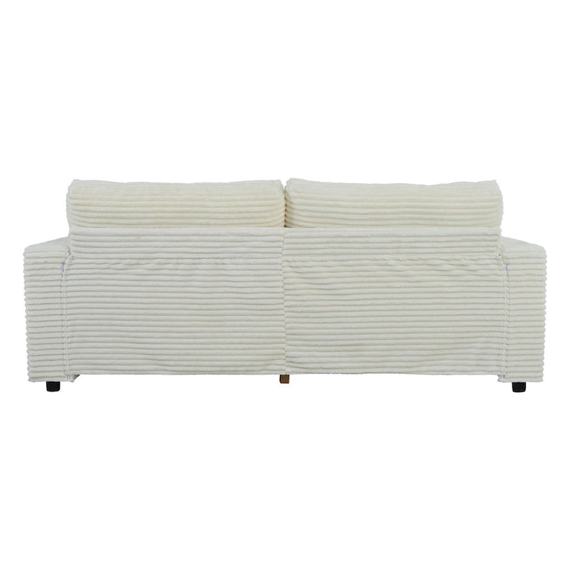 Roomfitters Oversized Loveseat Chaise Lounge Sectional Sofa Bed, Corduroy Sleeper with USB Ports, Cup Holders