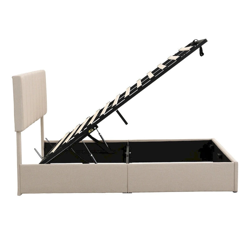 Upholstered Platform Bed with Hydraulic Storage System