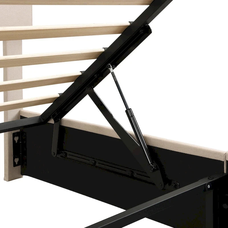 Upholstered Platform Bed with Hydraulic Storage System