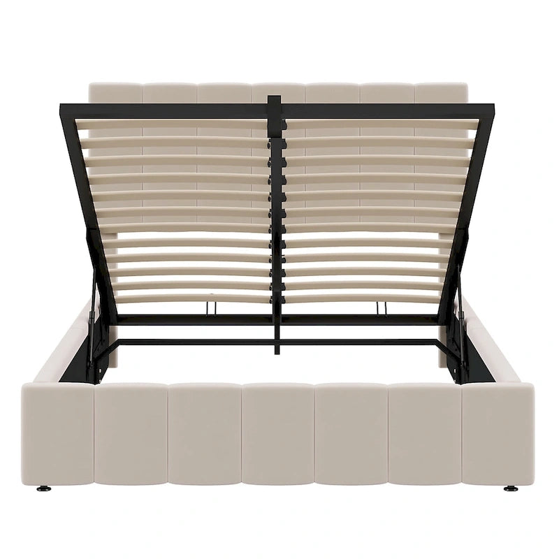 Upholstered Platform Bed with Hydraulic Storage System