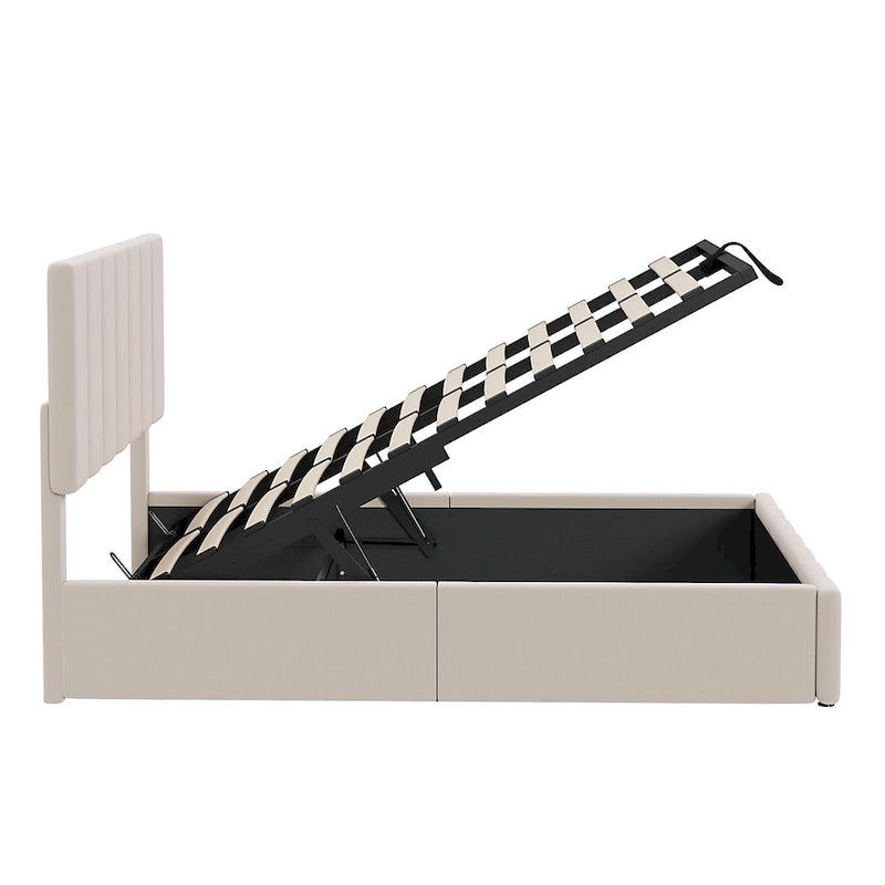 Upholstered Platform Bed with Hydraulic Storage System