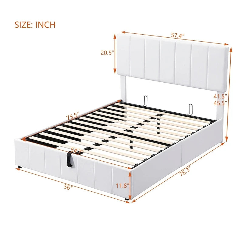 Upholstered Platform Bed with Hydraulic Storage System