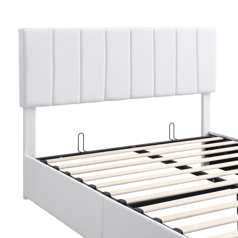 Upholstered Platform Bed with Hydraulic Storage System