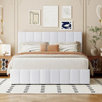 Upholstered Platform Bed with Hydraulic Storage System