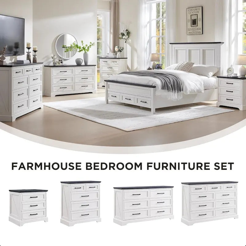 Farmhouse 6 Drawer Dresser for Bedroom, Chest of Drawers, TV Stand