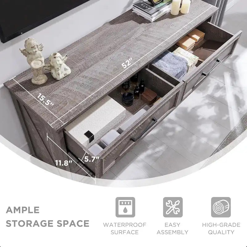 Farmhouse 6 Drawer Dresser for Bedroom, Chest of Drawers, TV Stand