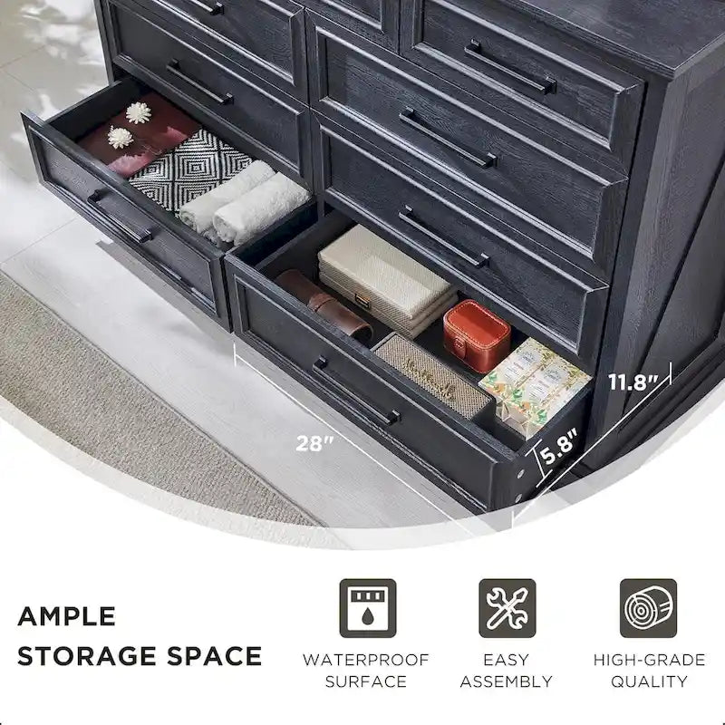 Farmhouse 6 Drawer Dresser for Bedroom, Chest of Drawers, TV Stand