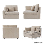Oversized Modular Sofa with Pillows, Linen Blend Fabric Minimalist Deep Seat Sofa Couches for Living Room, Khaki