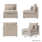 Oversized Modular Sofa with Pillows, Linen Blend Fabric Minimalist Deep Seat Sofa Couches for Living Room, Khaki