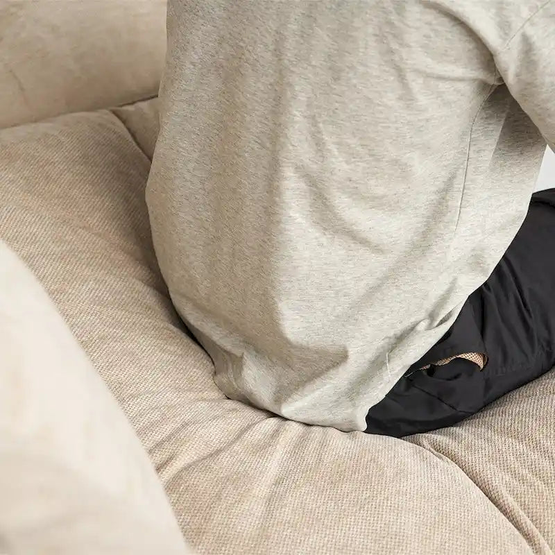 Oversized Modular Sofa with Pillows, Linen Blend Fabric Minimalist Deep Seat Sofa Couches for Living Room, Khaki