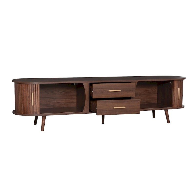 Mid-Century Modern TV Stand for 80   TV, Entertainment Center with Storage Media Console Table with 2 Drawers