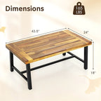 Gymax Acacia Wood Coffee Table Indoor Outdoor Rectangle Center Table