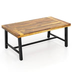 Gymax Acacia Wood Coffee Table Indoor Outdoor Rectangle Center Table